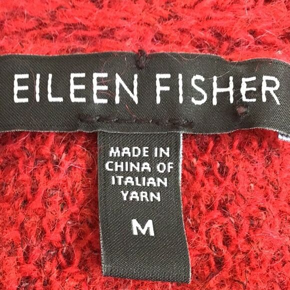 Eileen Fisher Red Mohair Cashmere Wool Blend Open Front Cardigan Sweater - Picture 13 of 15